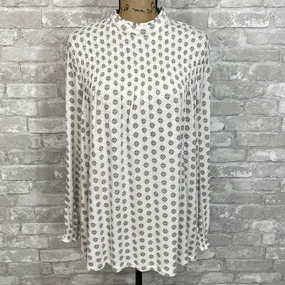 Rxb Smocked High Neck Print Top